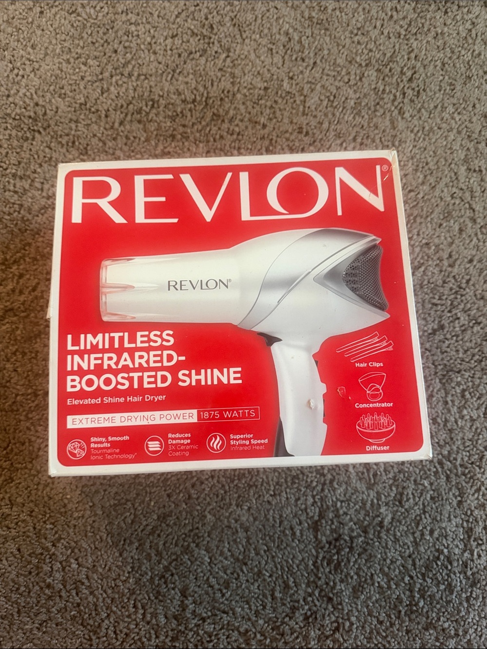 Revlon White and Silver Limitless Infrared-Boosted Shine Hair Dryer